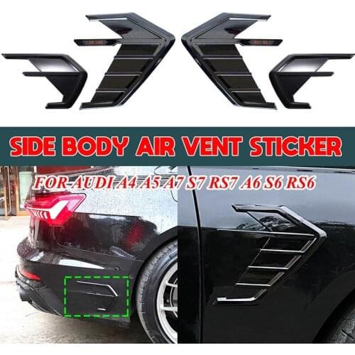 Car Side Body Air Vent Sticker Trim For- A4 A5 A7 S7 RS7 Sportback A6 S6 RS6 Avant Allroad 2019-2021 Glossy Black
