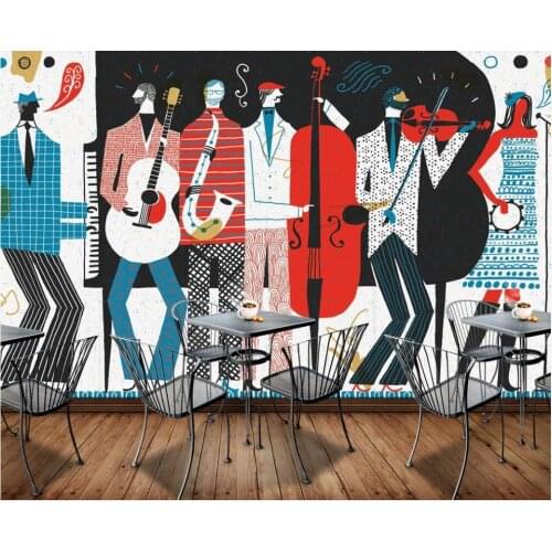 Custom photo mural 3d wallpaper Hand drawn cartoon character band bar background living room home decor wallpaper for walls 3 d