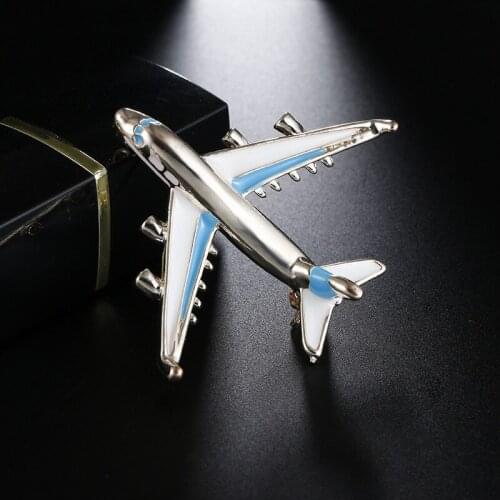 New Trendy Geometric Airplane Model Brooch For Unisex Clothes Decoration Dripping Oil Simple Metal Pins Aircraft Cartoon Brooch