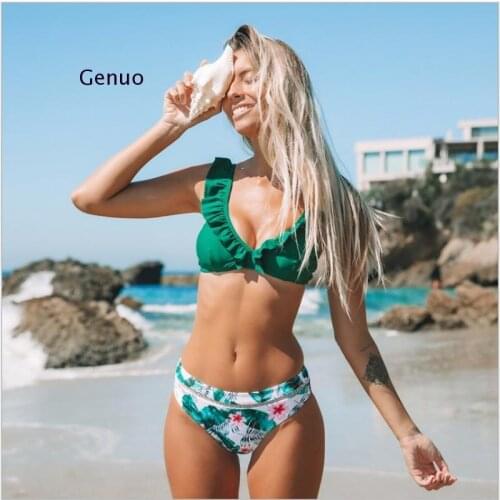 2021 Sexy Ruffles Bikini New Printed Swimwear Flounced Bikini Two-Piece Swimsuits Womens Bathing Suit Biquini Beachwear