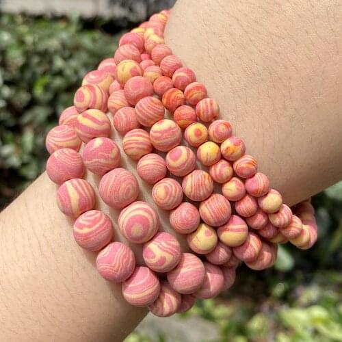 Wholesale Dull Polished Orange Malachite Stone Round Beads For Jewelry Making 6/8/10mm Spacer Loose Beads Diy Bracelet Necklace