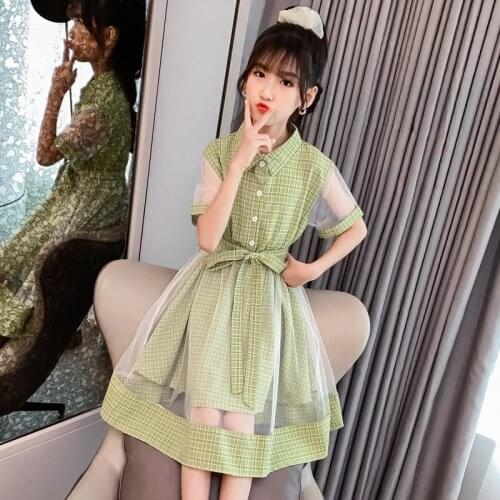 Girls' Dress 2021 New Girls' Foreign Style Childrens Short Sleeve Online Celebrity Dress Girls Clothes