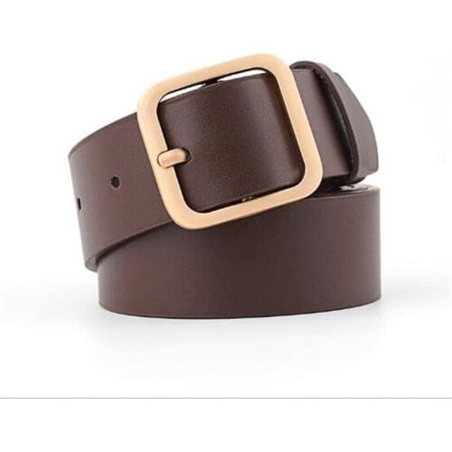 2018New High Quality Ladies Wide Black White PU Leather Waist Belt Female Gold Silver Square Buckle Belts Girdle for Women Jeans