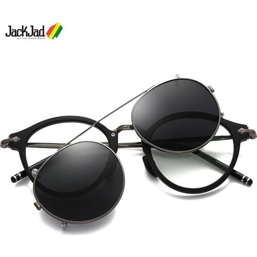 JackJad SteamPunk Vintage Round Style Polarized Sunglasses Clip On Lens Removable Brand Designer Sun Glasses Oculos De Sol 2775