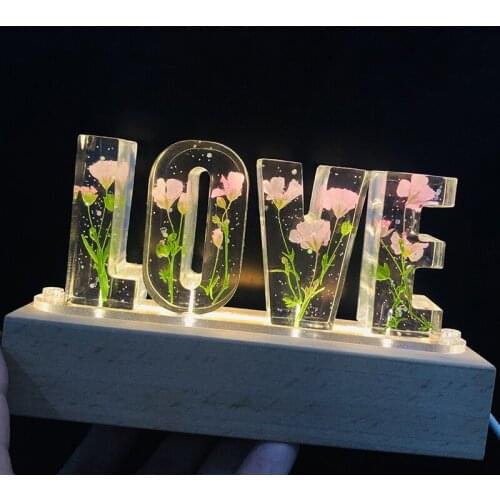 Dried Flower Valentines Day Mothers Birthday Gift Light Love Nightlight Desk Lamp Decorative LED Light can CSV