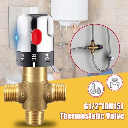 1PC Brass Pipe Thermostat Faucet Thermostatic Mixing Valve Bathroom Water Temperature Control Faucet Cartridges