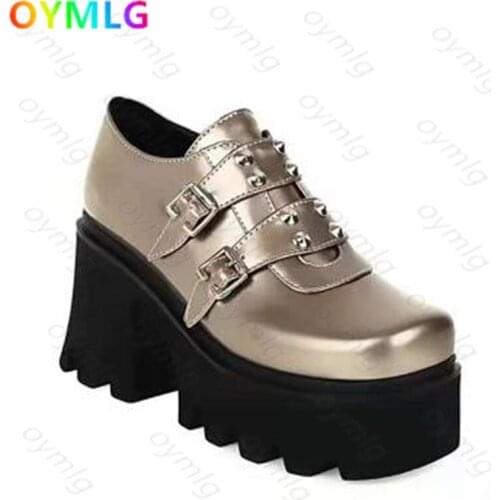 Womens shoes platform shoes womens thick-soled autumn winter new womens shoes black high-heeled womens single shoes