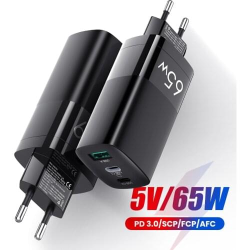 65W GaN Charger Quick Charge 4.0 QC3.0 Type C PD USB Charger For iPhone 12 11 Pro For Macbook Air iPad Pro Samsung Note Laptop