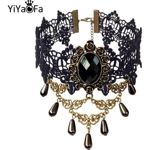 YiYaoFa Vintage Lace Necklace & Pendant Choker Necklace for Women Accessories False Collar Lady Gothic Party Jewelry GN-64