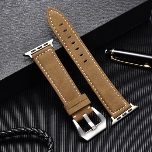 Crazy Horse Cowhide Vintage Leather Strap for Apple Watch 5 4 3 2 Series Bracelet 38mm 42mm 40mm 44mm Straps for iwatch band