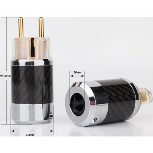 WCF4-TEG Hi-end Carbon Fiber Gold Plated With gasket EU standard AC Power Plug IEC Female Plug Hifi Schuko Mains Power Plug