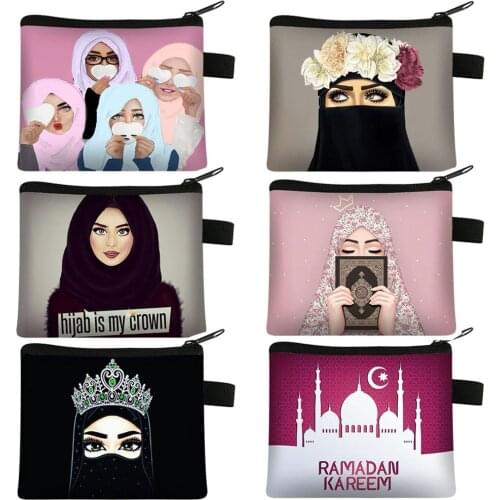 Wallet Womens Short Zero Wallet Muslim Style Simple Card Bag Cartoon Printed Wallet Women Purse Portfele Women Sac Femme Purse