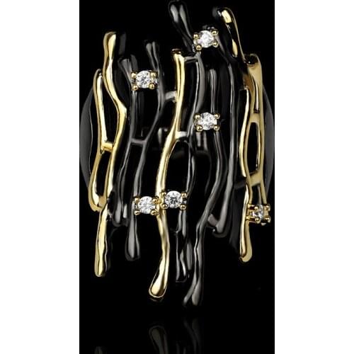 Creative Womens Ring Two-color Geometric Hollow Ring Irregular Branch Shape Jewelry Fashion Party Gift Sterling Silver 925