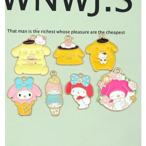 10pcs/set Cute Cartoon Figures Cakes Ice-creams Enamel Charms Pendants Cone Dogs Metal DIY Jewelry Accessorie Finding Making