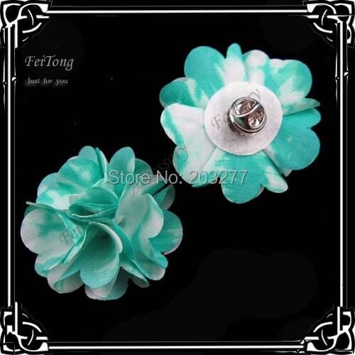 12pcs/lot 5CM Men dye color fabric flower with clutch pin brooch pins Free shipping