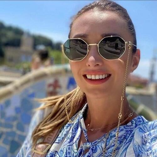 2021 Chain Womens Sunglasses Personality Fashion Metal Irregular Eyeglasses Women Trend 7907