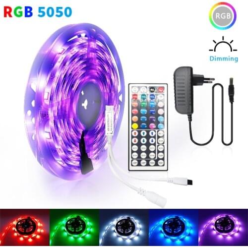 5m 10m 15m 20m LED Strip 5050 RGB Strip LED Light 2835 Flexible Ribbon Stripe DC 12V RGB Diode Tape WiFi IR Controller Adapter