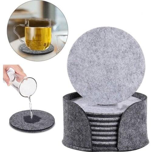 8pcs Heat Resistant Felt Kitchen Dinning Placemats Round Tableware Bowl Dish Cup Mats Coaster Pad
