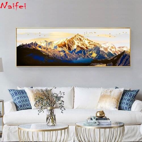 Diamond Painting 5d Golden Mountains Abstract Wall Art Handmade Gift Mosaic Cross Stitch Landscape Embroidery Home Decor