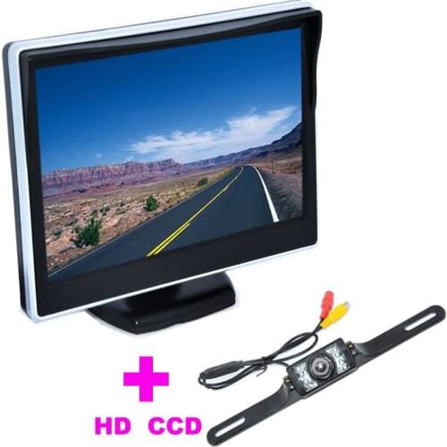 5" TFT LCD Car Monitor 170 Angle monitor +7LED Universal Car Rearview Camera backup camera 2 in 1 Auto Parking Assistance System
