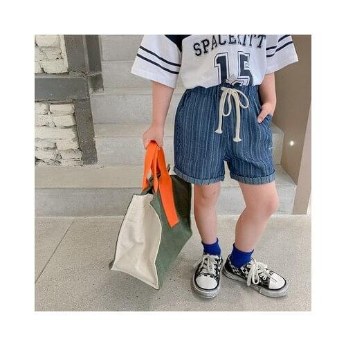 Boys Striped Denim Shorts Summer New 2021 Childrens Boys Casual Fashion Short Pants Baby Five-point Pants Baby Boys Shorts 2-8Y