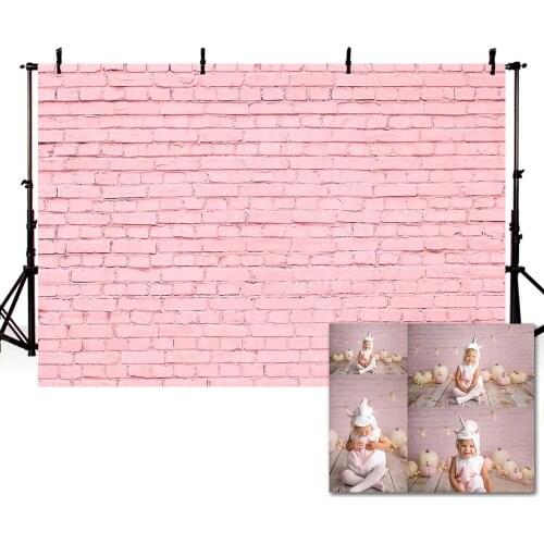 Mehofond Pink Brick Wall Backdrop Texture Girl Newborn Baby Shower Birthday Photography Background Decor Photo Studio Photocall
