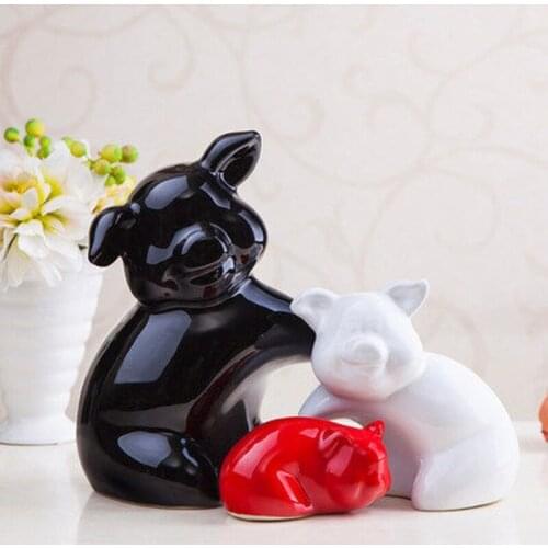 CERAMIC PIG ORNAMENTS CREATIVE WEDDING GIFT LIVING ROOM WINE CABINET DECOR CRAFTS HOME DECORATION FURNISHINGS AUSPICIOUS 3 PIGS