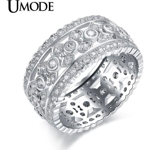 UMODE Classic Rings for Women White Gold Color Simulated Ring Jewelry Fashion Accessories New Arrival AUR0322