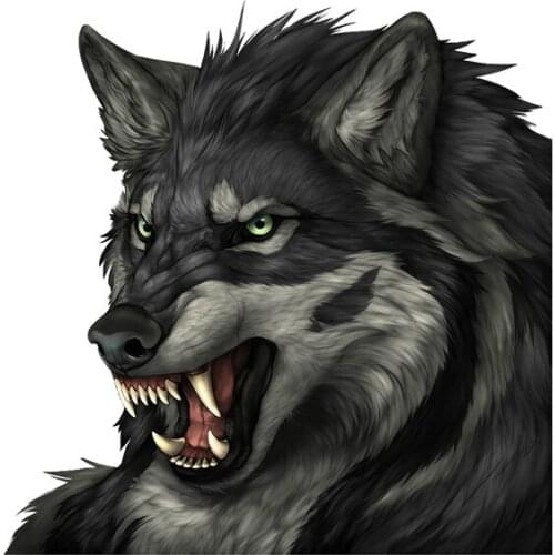 Personality Cool Gray Angry Wolf Car Sticker Window Wall Automobiles Motorcycles Exterior Accessories Reflective PVC Decals 14cm