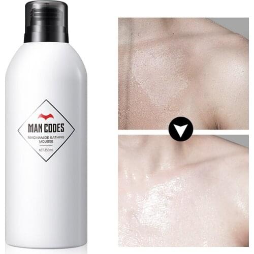 MANCODES 350ml Niacinamide Whitening Bathing Mousse Whole Body Wash Skin Deep Clean Skin Moisturizing Exfoliating Body Care Gel
