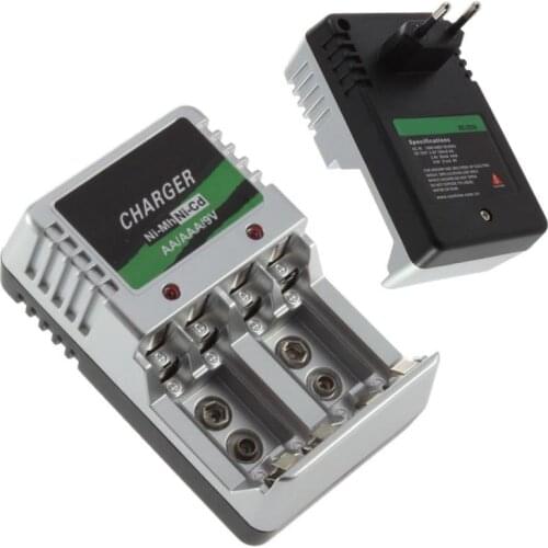 Mini EU Plug Standard Rechargeable Battery Charger for AA/AAA/9V/Ni-MH/Ni-Cd two-way individual charge indication accessories
