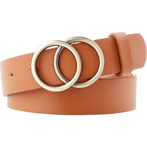 Fashionable ladies round buckle belt simple and wild Korean version of the students trendy fashion personality pants belt black