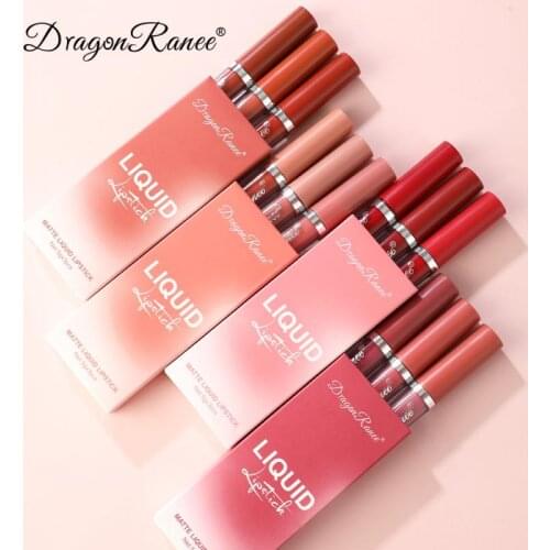 3/4PCS Matte Lipstick Set Waterproof Long Lasting Lip Gloss Orange Milk Tea Bean Paste Lip Glaze Lip Cosmetics TSLM1