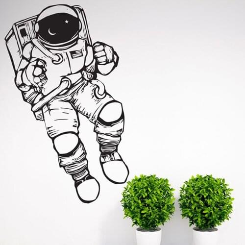 Outer Space Decal Cosmonaut Astronaut Wall Decal Nursery Decor Art Sticker Spaceman Vinyl Sticker Bedroom for Kids Gift D301