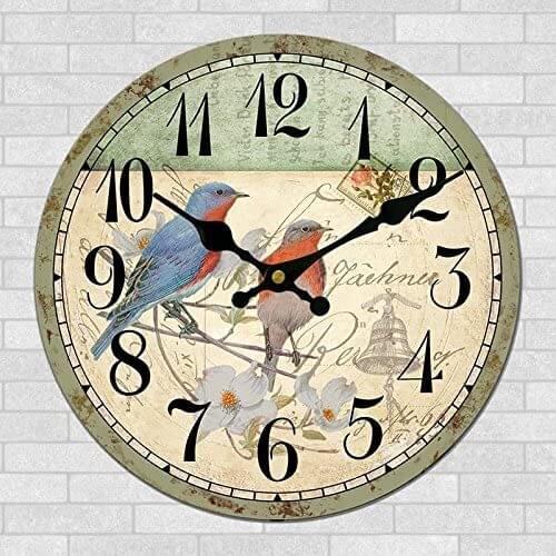 Wall clock with bird motif, 30 cm, Shabby Vintage