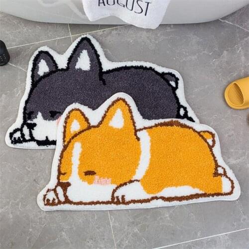 Anti-slip Absorb Water Bath Mat Cartoon Dog Bathroom Kitchen Bedroom Floor Rugs Front Door Mat Soft Comfortable Entrance Rug