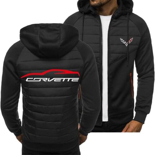New Spring Autumn Mens Fashion Corvette Logo Hoodie Sport Casual Sweatshirts Cardigan Zipper Long Sleeve Jacket