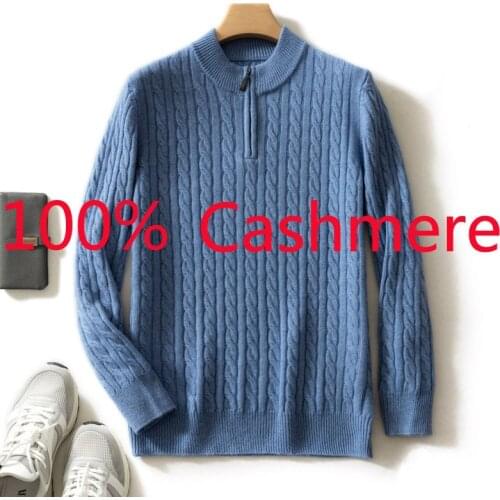 New Arrival Winter 100% Cashmere Mock Neck Sweater Men Thickened Casual High Quality Computer Knitted Pullovers Coat Size S-3XL
