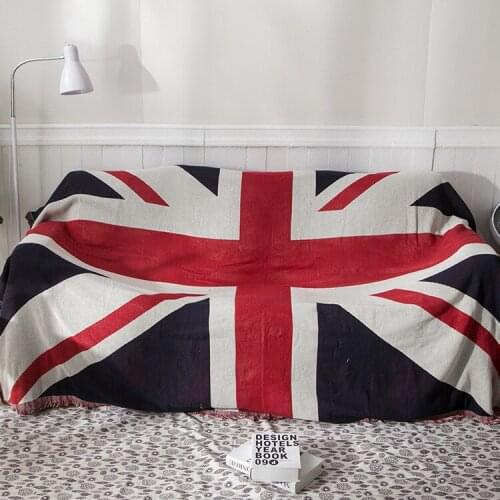 Aggcual Retro British flag throw blanket for sofa double-sided with tassel cotton sofa bed cover blanket winter warm Carpet XT15