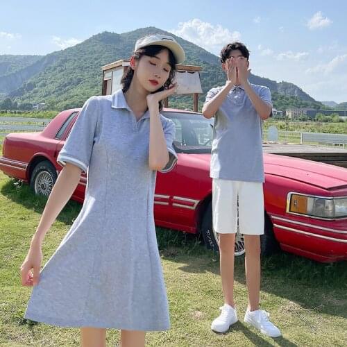 The couple outfit 2021 new trend summer dress temperament suit short sleeve POLO shirt dress couples clothes couples clothing