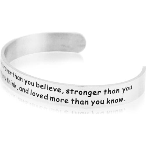 Personalized Mantra Bangle Stainless Steel Bracelet Engraved Inspirational Quote Open Cuff Bracelets Bangles for Women