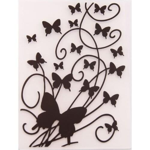 Plastic Butterfly Embossing Folders Scrapbooking Paper Card Making Template DIY Album Rectangle Black 14.8cm x 10.5cm, 1 Piece