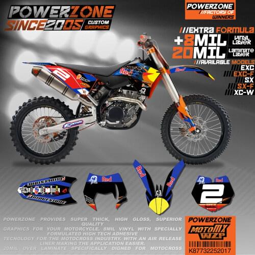 PowerZone Custom Team Graphics Backgrounds Decals 3M Stickers Kit For KTM SX SXF MX EXC XCW Enduro 125cc to 500cc 2007-2011 017