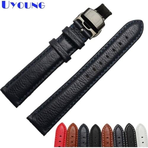 Latest charm genuine leather watchband stitched watch strap 14 16 18 20mm womans straps for wrist watches watch accessories
