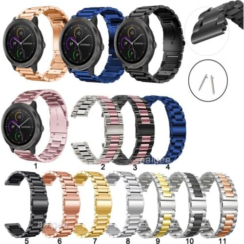 Classic Quick Release Stainless Steel Band Strap For Garmin Vivoactive 3 Music all model Watchband 20mm 22mm
