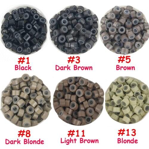 5mm*3mm*3mm Aluminium Lined Silicone Micro Rings Hair Extension Tools Silicone Lined Beads