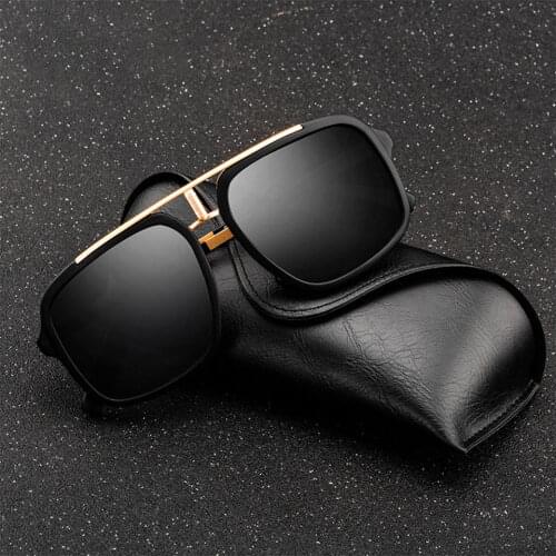 New Fashion Big Frame Sunglasses Men Square Metal Solar Glasses Women Vintage Sun Glasses Vintage High Quality