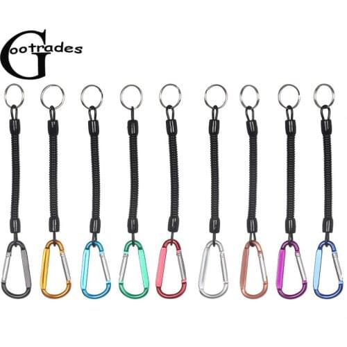 1 PC Tactical Retractable Spring Elastic Rope Security Gear Tool For Outdoor Fishing Hiking Camping Anti-lost Phone Keychain