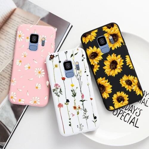TPU Case For Samsung Galaxy S9 Plus Phone Cases Soft Silicone Cover For Samsung s9plus S 9 Protevtive Matte Cover Shell Flowers