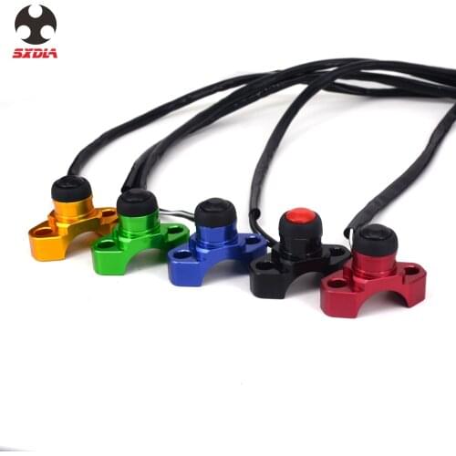 Universal Motorcycle Power Start Kill Switches Button With Wire CNC Machined Aluminum For KTM Honda Yamaha Kawasaki Suzuki
